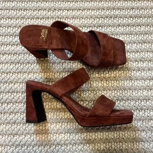 Jeffrey Campbell Danity Platform Slide Sandal in Rust Suede